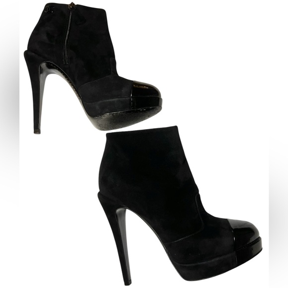 Chanel CC Platform Cap-Toe Booties size 36 $1800 - Picture 11 of 13